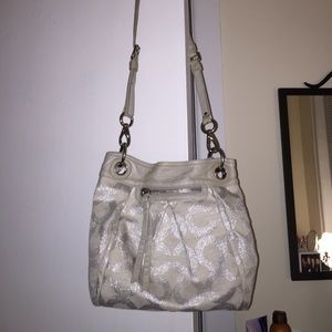 Authentic Coach silver cross body bag