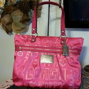 Coach Pink Poppy Story Patch Glam
