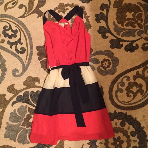 Spring Dress pink, navy, cream