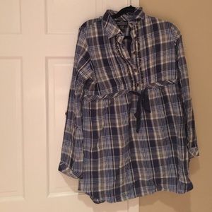 Angie Blue Plaid Tie Tunic (XL)