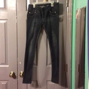 High waisted dark light wash jeans