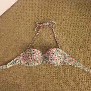 Bandeau strapless bikini top; floral