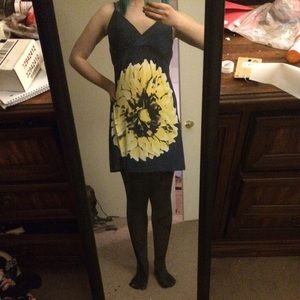 Navy Blue Dress w/ Yellow Flower.