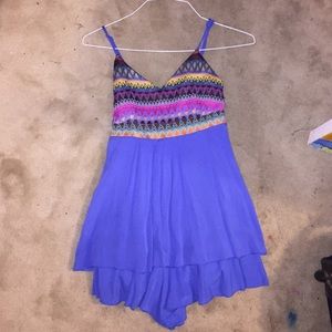 Super cute blue and patterned romper