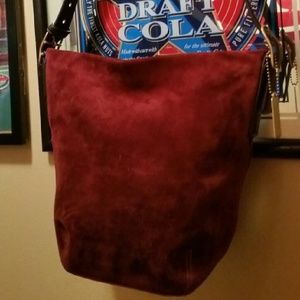 Coach suede small bucket bag