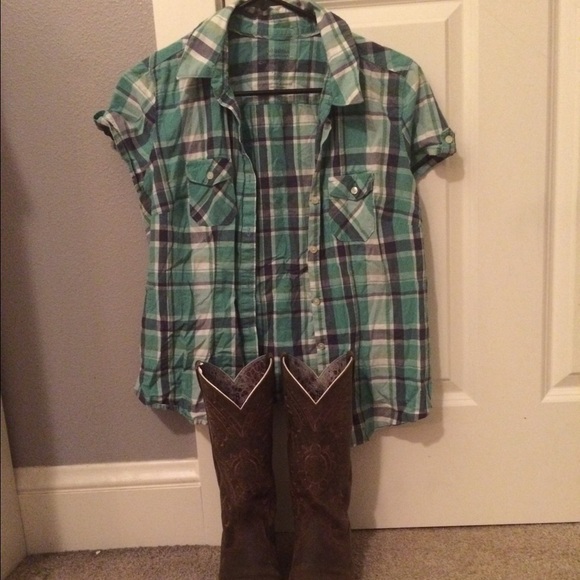 Green Plaid Button Up