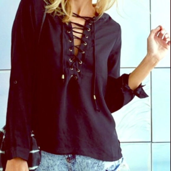 Tops - Lace Up Blouse