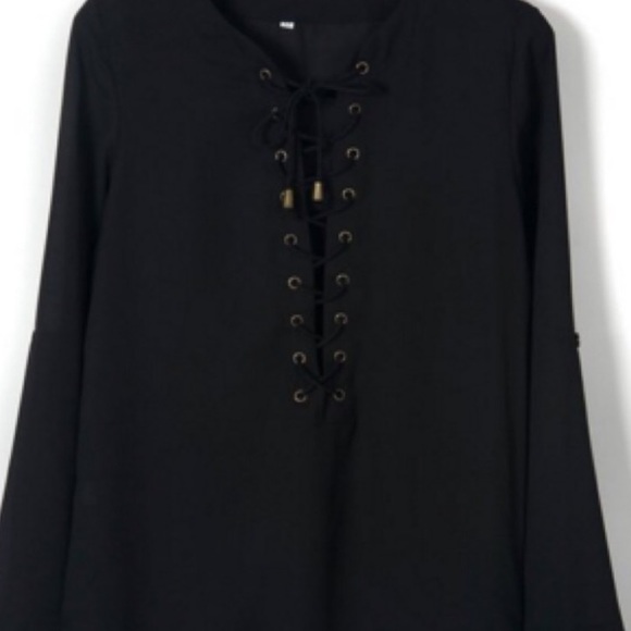 Lace Up Blouse - Picture 3 of 3