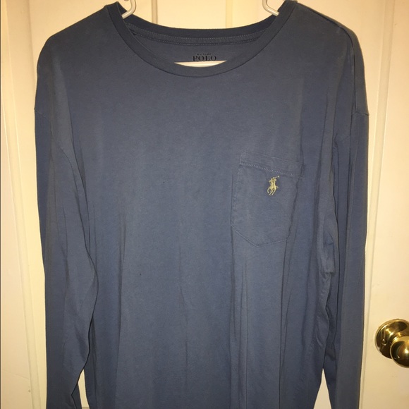 Men's Blue Long Sleeve Polo T-Shirt