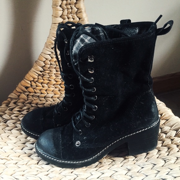 Skechers combat boots black suede sz 6.5