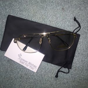 Retro Clear Lens Metal Frame Aviator Glasses