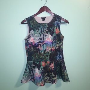 H&M Floral Tropical Peplum Top