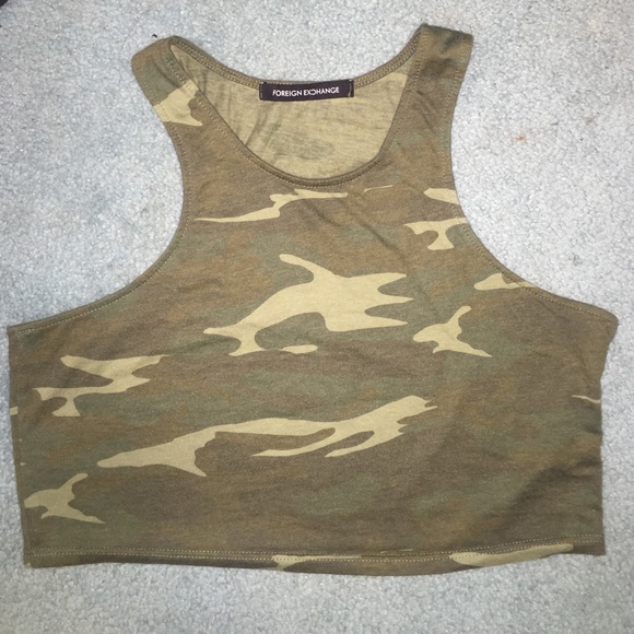 Foreign Exchange Camo Racerback Crop Top - Picture 2 of 3