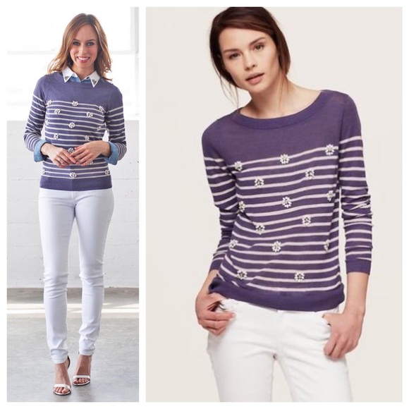 LOFT Sweaters - Gorgeous Loft Embellished Striped Knit