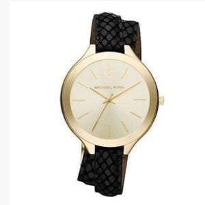 Michael Kors Runway Black Leather Watch