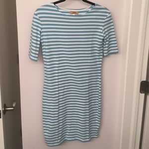 Blue and White Stripe Piko Dress