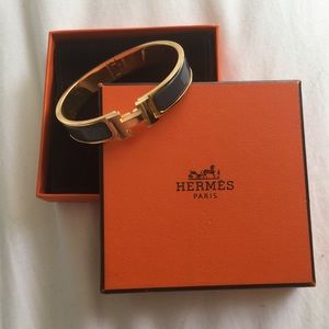 Hermes Authentic clic clac H bracelet grey blue GM