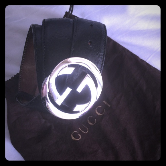 Gucci authentic black belt with silver GG buckle.