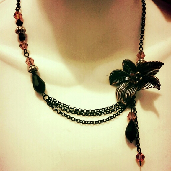 Handmade Amber Floral Necklace