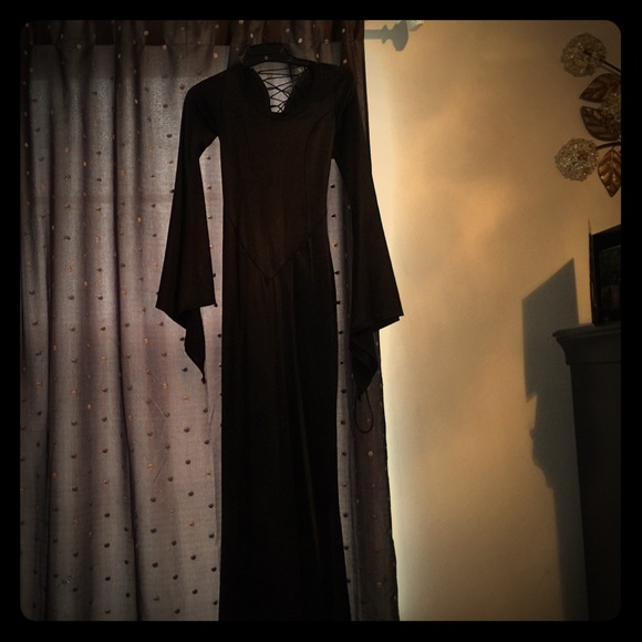 Medium corset back goth silk dress