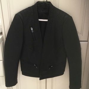 Black leather biker jacket with zippers