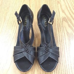 Ralph Lauren Peep Toe Sandal w Cork Heel 8M