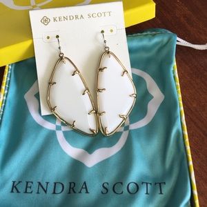 Kendra Scott white earings with gold trim