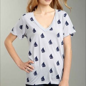 Primp V-Neck Nautical Sailboat Grey T-shirt new M