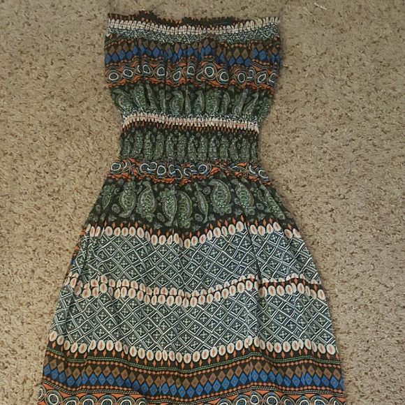 Multi-colored strapless dress