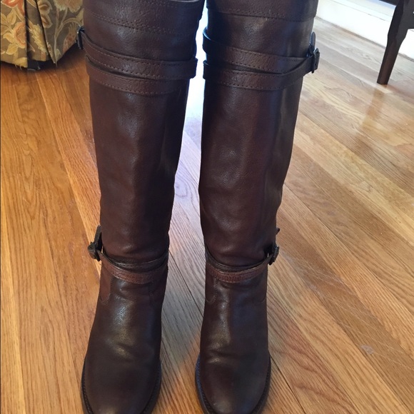 Frye Jane Strappy dark brown boot.