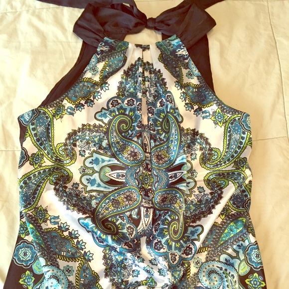 Satin tank with tie and key hole in the back