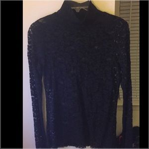 Long sleeve see through lace shirt