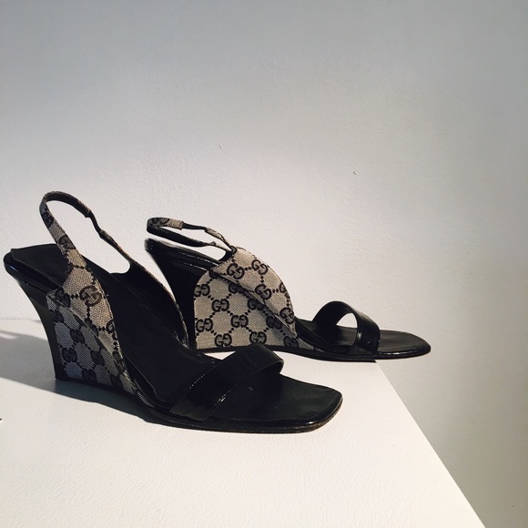 Vintage Gucci Logo Wedges Size 10B