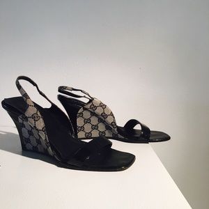 Vintage Gucci Logo Wedges Size 10B