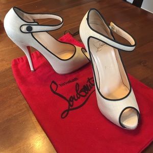 Christian Louboutin Linen Peep Toe Mary Janes