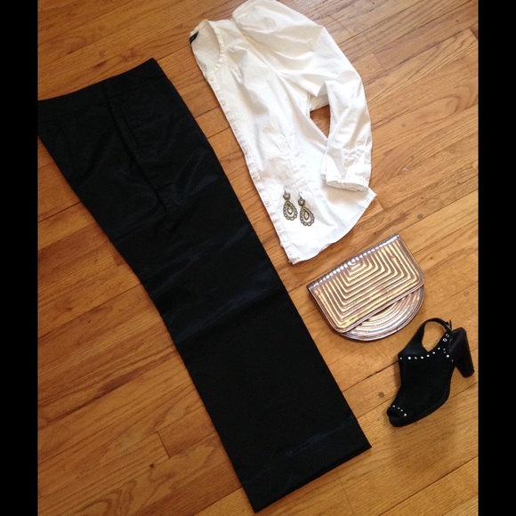 BCBGMaxAzria Pants - BCBG TUXEDO PANTS Black Satin Wide Leg Trouser 6