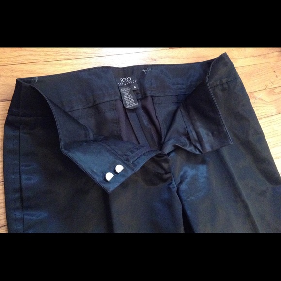 BCBG TUXEDO PANTS Black Satin Wide Leg Trouser 6 - Picture 3 of 4