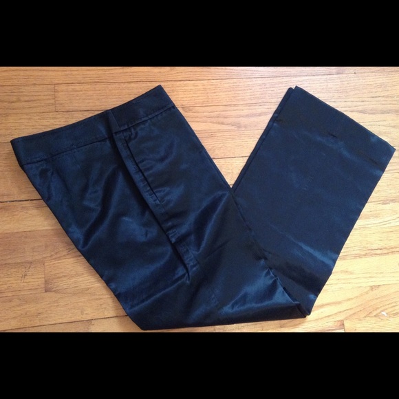 BCBG TUXEDO PANTS Black Satin Wide Leg Trouser 6 - Picture 4 of 4