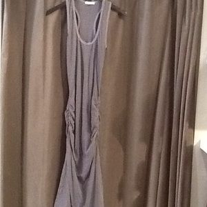 Striped maxi dress with ruching on the sides