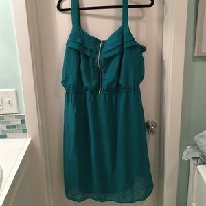 Emerald green dress with zipper front