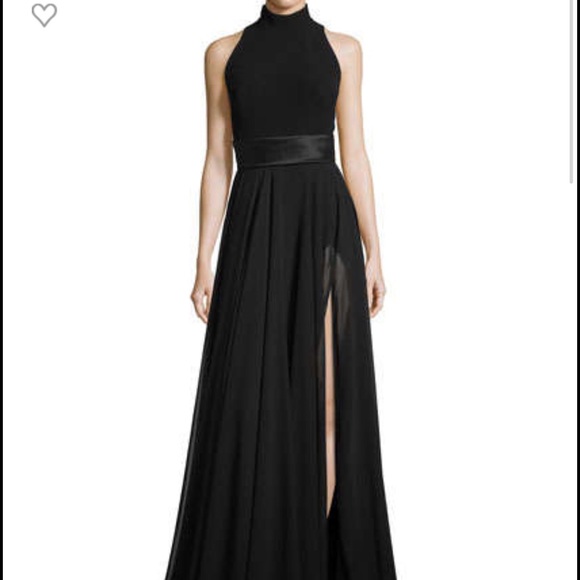 Black chiffon prom dress