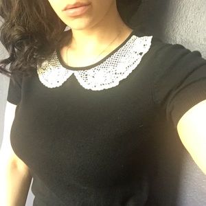 Lace faux collar shirt
