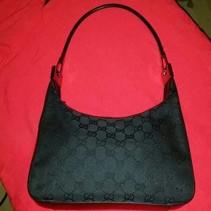 Gucci Black Canvas GG shoulder bag
