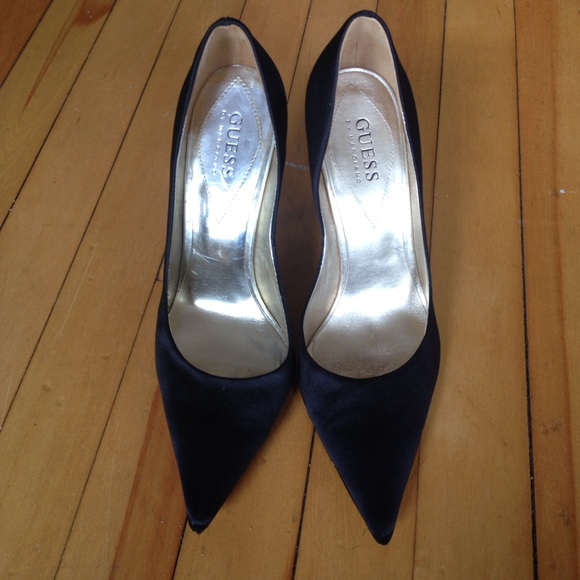 Guess by Marciano Black Satin Point Heels