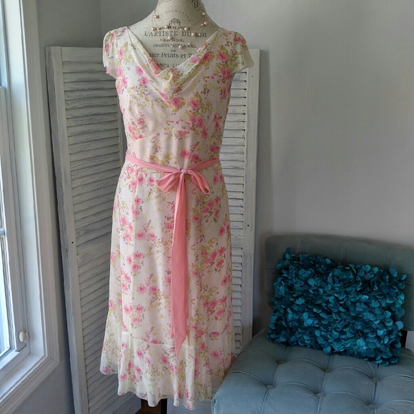 Ann Taylor feminine floral Silk dress.