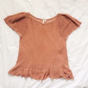 Frenchi / Nordstrom BP peach knit top w/ peplum