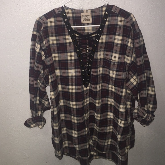 Lf vintage lace up flannel
