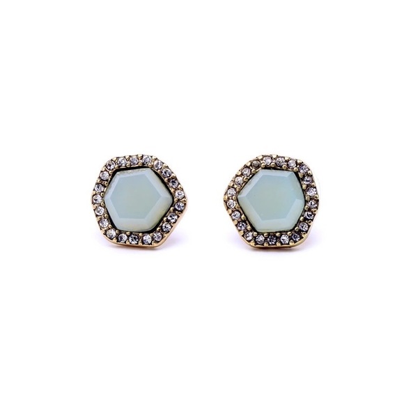 Beautiful Blue Hexagon stud earrings
