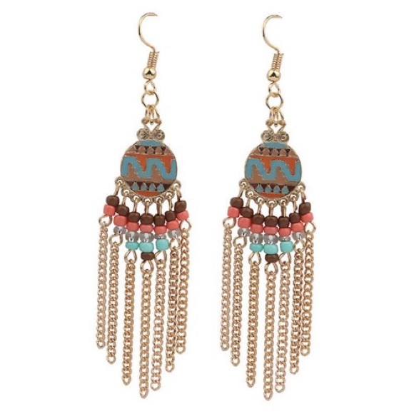 Tassel Earrings Cute Geometric Design - Picture 2 of 2