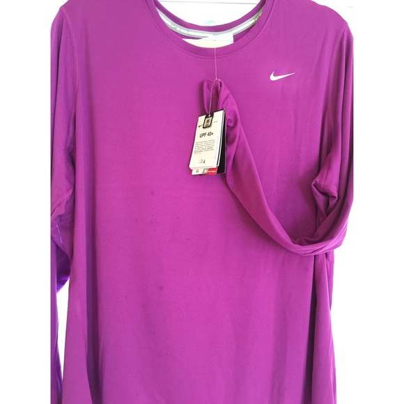 NIKE DRI-FIT Running long sleeve purple tee NWT